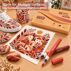 36 Warm Colors Acrylic Paint Pens Set - 1-5mm Flexible Brush Tip Markers