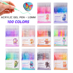 10/100 Colors Acrylic Gel Pens for Drawing, 1.0mm Fine Point Acrylic Ink Pen