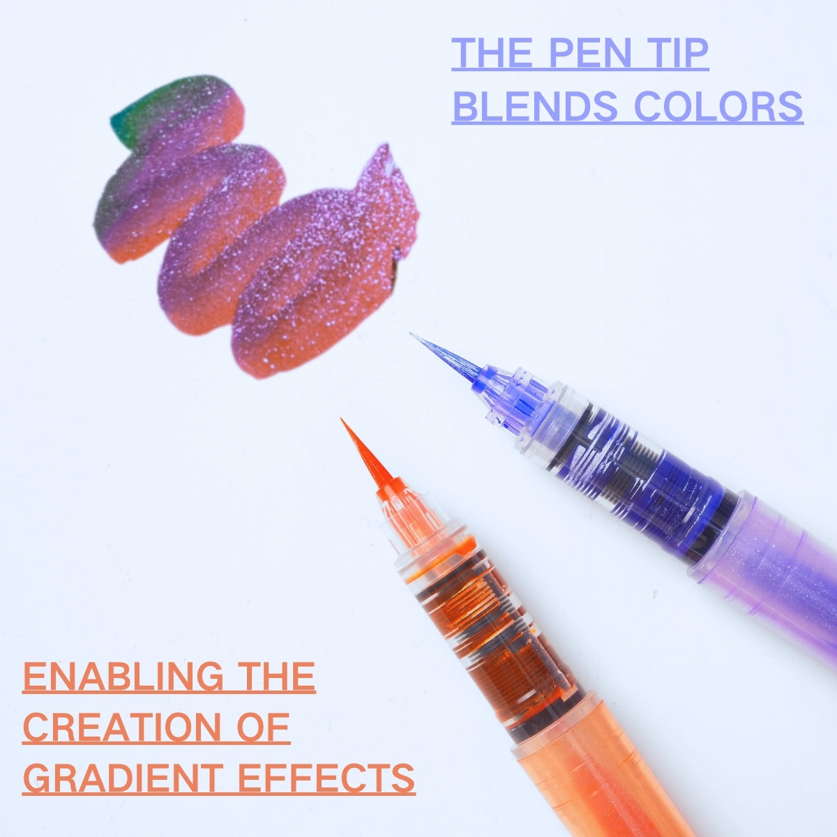 12 PCS Soft Brush Tip Glitter Calligraphy Markers, Water-based Ink, Auto Ink Control System