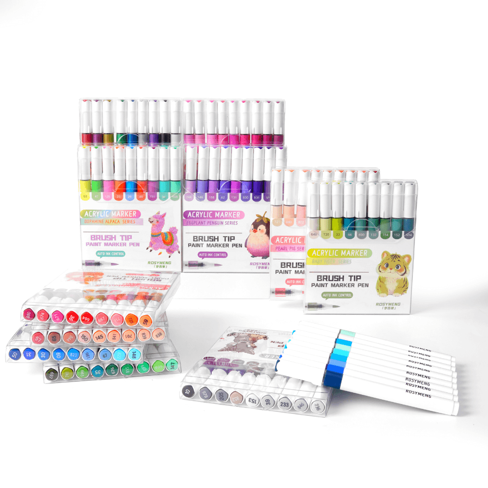 9 Colors Acrylic Paint Markers, Automatic Ink Control Marker Pen