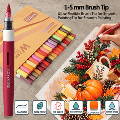 36 Warm Colors Acrylic Paint Pens Set - 1-5mm Flexible Brush Tip Markers