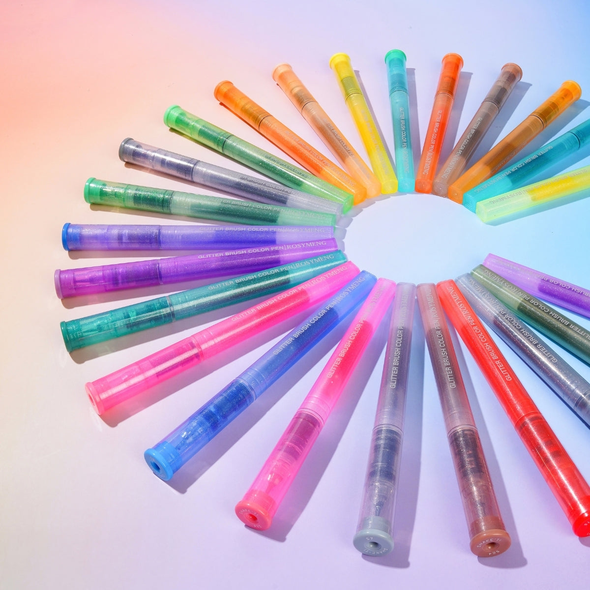 12 PCS Soft Brush Tip Glitter Calligraphy Markers, Water-based Ink, Auto Ink Control System