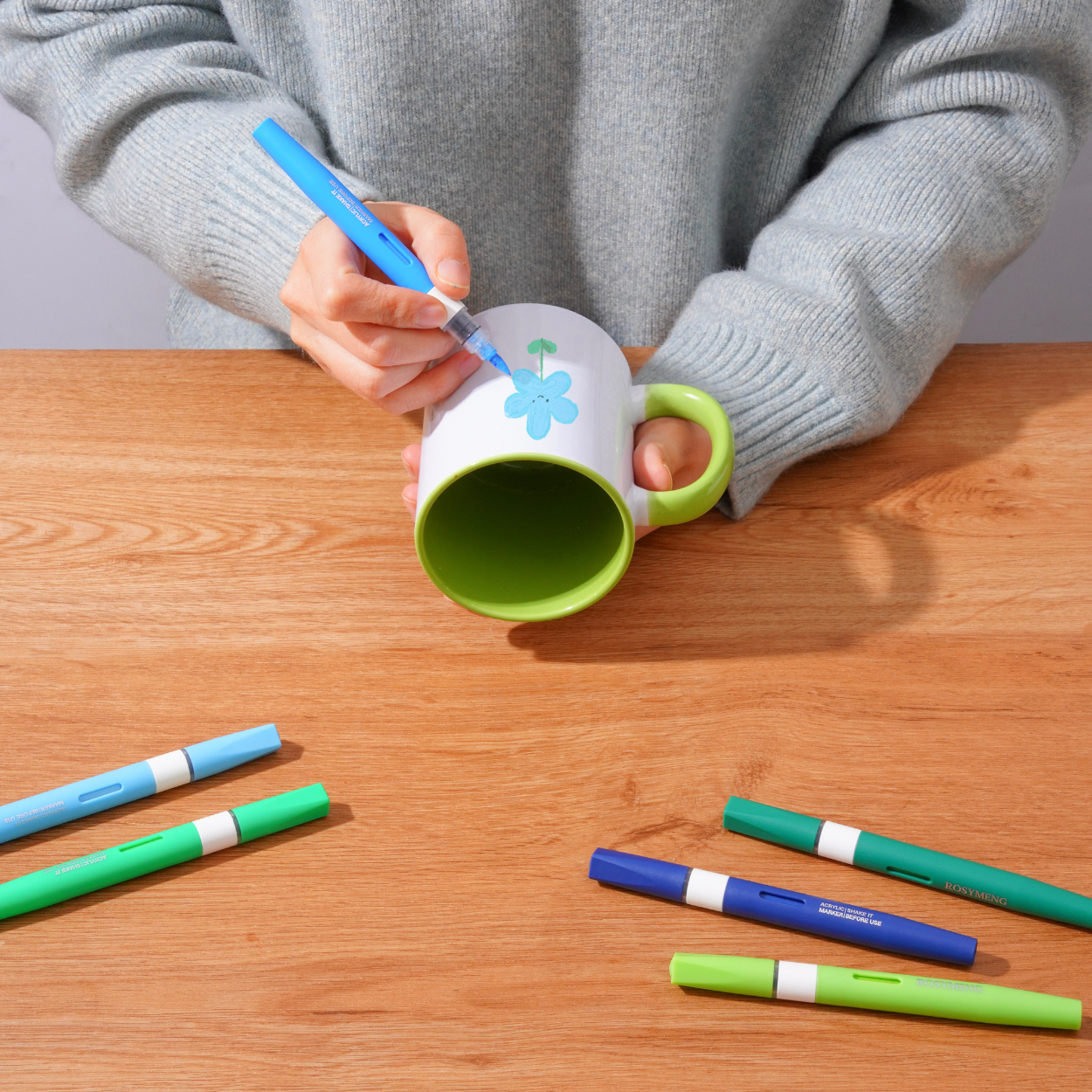 36 Colors Cool Tone Acrylic Paint Pens, Brush Tip, 2.5g Large Capacity, Auto Ink System