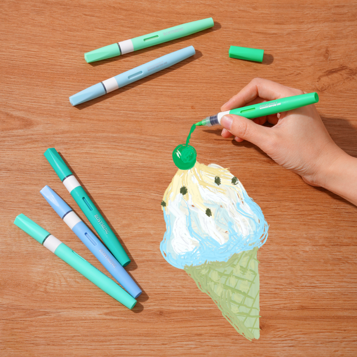 36 Colors Cool Tone Acrylic Paint Pens, Brush Tip, 2.5g Large Capacity, Auto Ink System